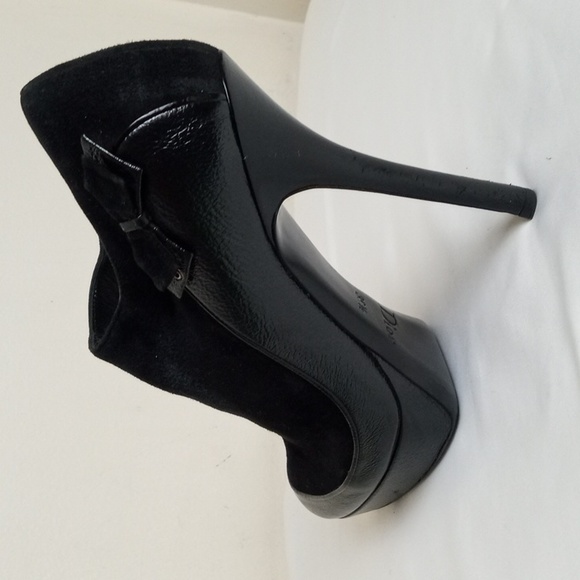 Dior (Authentic) Black Suede & Leather Ankle Bootie Heel Sz 36.5 - Picture 10 of 16